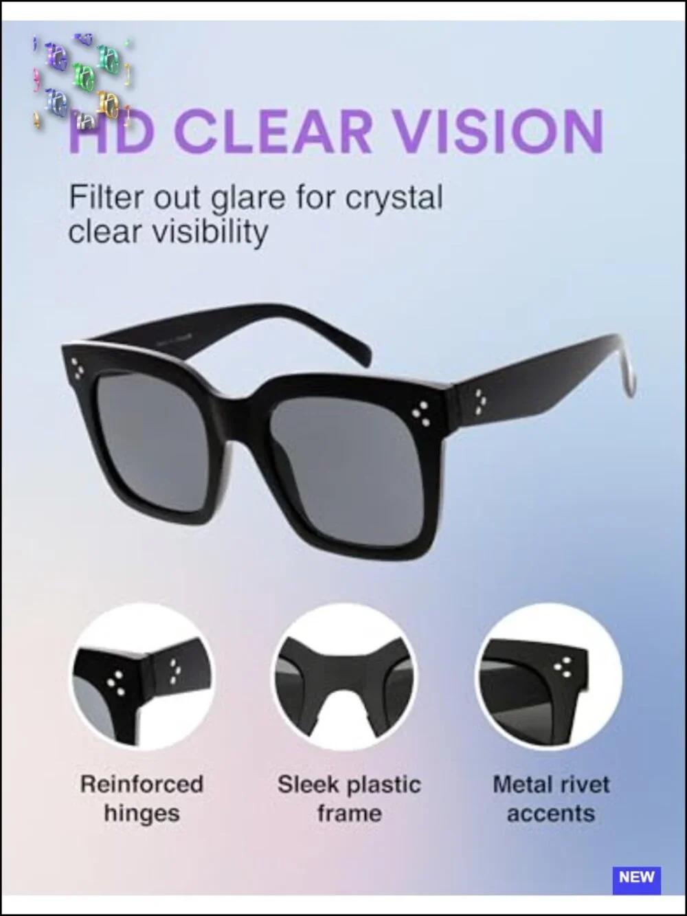 Oversized Retro Square Sunglasses for Women UV400 Protection 50mm